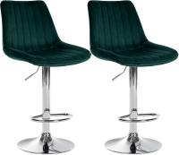 2er Set Barhocker Toni Samt chrom grün 2er Set Barhocker Toni Samt chrom grün