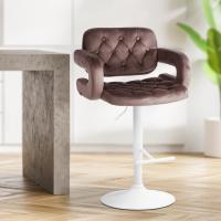 Barhocker Dublin Samt weiß braun Barhocker Dublin Samt weiß braun
