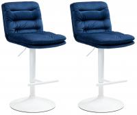 2er Set Barhocker Damar Samt weiß blau 2er Set Barhocker Damar Samt weiß blau