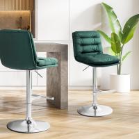 2er Set Barhocker Damar Samt chrom grün 2er Set Barhocker Damar Samt chrom grün