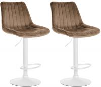 2er Set Barhocker Toni Samt weiß braun 2er Set Barhocker Toni Samt weiß braun