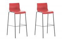2er Set Barhocker Hoover Kunststoff 4-Fuß Gestell schwarz rot 2er Set Barhocker Hoover Kunststoff 4-Fuß Gestell schwarz rot