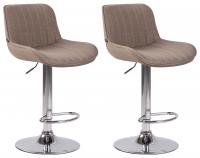 2er Set Barhocker Lentini Stoff chrom taupe 2er Set Barhocker Lentini Stoff chrom taupe