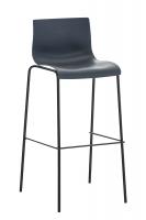 2er Set Barhocker Hoover Kunststoff 4-Fuß Gestell schwarz grau 