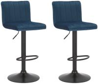 2er Set Barhocker Jamie Samt blau 2er Set Barhocker Jamie Samt blau