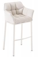  Barhocker Damaso Stoff mit 4-Fuß Gestell weiß weiß