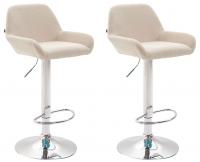2er Set Barhocker Braga Stoff chrom creme 2er Set Barhocker Braga Stoff chrom creme