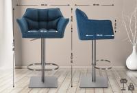 2er Set Barhocker Damaso Stoff edelstahl blau 2er Set Barhocker Damaso Stoff edelstahl blau