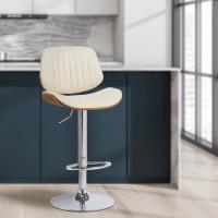 2er Set Barhocker Clawson Kunstleder chrom walnuss/creme 2er Set Barhocker Clawson Kunstleder chrom walnuss/creme