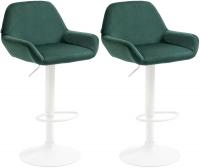 2er Set Barhocker Braga Samt weiß dunkelgrün 2er Set Barhocker Braga Samt weiß dunkelgrün