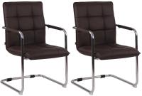 2er Set Besucherstühle Gandia Kunstleder chrom braun 2er Set Besucherstühle Gandia Kunstleder chrom braun
