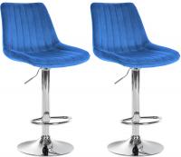 2er Set Barhocker Toni Samt chrom blau 2er Set Barhocker Toni Samt chrom blau