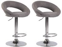 2er Set Barhocker Olinda Stoff Chrom grau 2er Set Barhocker Olinda Stoff Chrom grau