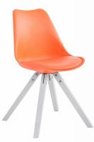 4er Set Stühle Toulouse Kunstleder weiß (eiche) Square orange 
