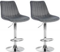 2er Set Barhocker Toni Samt chrom dunkelgrau 2er Set Barhocker Toni Samt chrom dunkelgrau