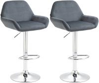 2er Set Barhocker Braga Samt chrom dunkelgrau 2er Set Barhocker Braga Samt chrom dunkelgrau