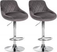 2er Set Barhocker Lazio Samt chrom grau 2er Set Barhocker Lazio Samt chrom grau