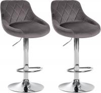 2er Set Barhocker Lazio Samt chrom grau