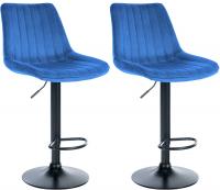 2er Set Barhocker Toni Samt schwarz blau 2er Set Barhocker Toni Samt schwarz blau