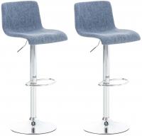 2er Set Barhocker Hoover Stoff chrom blau 