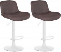 2er Set Barhocker Solon Weiß Stoff dunkelbraun 2er Set Barhocker Solon Weiß Stoff dunkelbraun