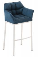 Barhocker Damaso Stoff mit 4-Fuß Gestell weiß blau Barhocker Damaso Stoff mit 4-Fuß Gestell weiß blau