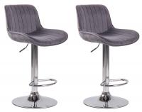 2er Set Barhocker Lentini Samt chrom dunkelgrau 