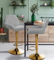 Barhocker Braga Gold Stoff grau Barhocker Braga Gold Stoff grau