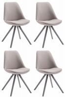 4er Set Stühle Toulouse Stoff Rund grau grau