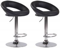 2er Set Barhocker Olinda Kunstleder chrom schwarz 2er Set Barhocker Olinda Kunstleder chrom schwarz