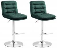 2er Set Barhocker Damar Samt chrom grün 2er Set Barhocker Damar Samt chrom grün