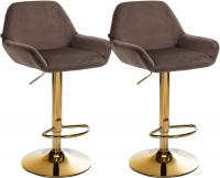 2er Set Barhocker Braga Gold Samt braun 2er Set Barhocker Braga Gold Samt braun