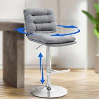 2er Set Barhocker Damar Stoff chrom  grau 