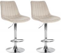 2er Set Barhocker Toni Samt chrom creme 2er Set Barhocker Toni Samt chrom creme
