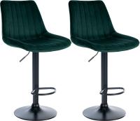 2er Set Barhocker Toni Samt schwarz grün 2er Set Barhocker Toni Samt schwarz grün