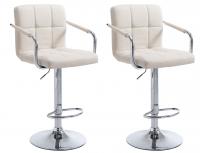 2er Set Barhocker Lucy V2 Stoff chrom beige 2er Set Barhocker Lucy V2 Stoff chrom beige