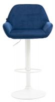 2er Set Barhocker Braga Samt weiß blau 2er Set Barhocker Braga Samt weiß blau