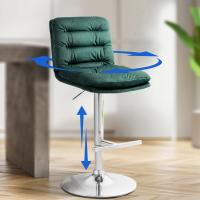 2er Set Barhocker Damar Samt chrom grün 2er Set Barhocker Damar Samt chrom grün