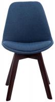 4er Set Besucherstühle Borneo V2 Walnuss Stoff  blau 