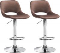 2er Set Barhocker Camden Samt chrom braun 2er Set Barhocker Camden Samt chrom braun
