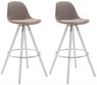 2er Set Barhocker Franklin Stoff rund weiß (eiche) taupe 2er Set Barhocker Franklin Stoff rund weiß (eiche) taupe