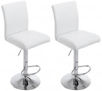 2er Set Barhocker Köln Kunstleder chrom weiß 2er Set Barhocker Köln Kunstleder chrom weiß
