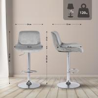 Barhocker Solon Chrom Samt grau Barhocker Solon Chrom Samt grau