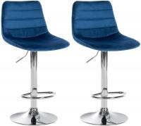2er Set Barhocker Lex Samt Chrom blau
