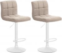 2er Set Barhocker Calma Stoff weiß creme 2er Set Barhocker Calma Stoff weiß creme