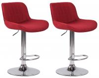 2er Set Barhocker Lentini Stoff chrom rot 2er Set Barhocker Lentini Stoff chrom rot