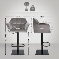2er Set Barhocker Damaso B Samt grau 