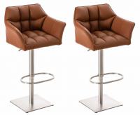 2er Set Barhocker Damaso Kunstleder edelstahl hellbraun 2er Set Barhocker Damaso Kunstleder edelstahl hellbraun