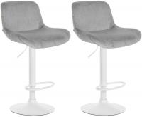 2er Set Barhocker Solon Weiß Samt grau 2er Set Barhocker Solon Weiß Samt grau