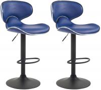 2er Set Barhocker Las Vegas V2 Kunstleder schwarz blau 